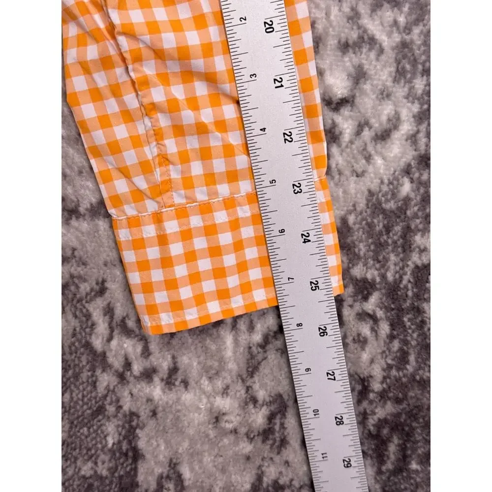 Vineyard Vines Shirt Medium Mens On The Go Performance Orange Gingham Check - Picture 5 of 8